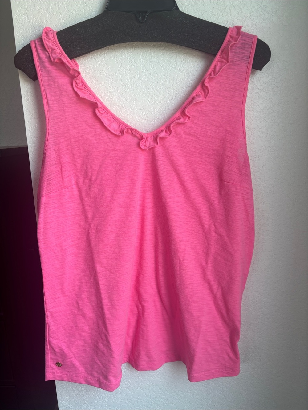 Lilly Pulitzer Hot Pink Ruffle V-Neck Tank